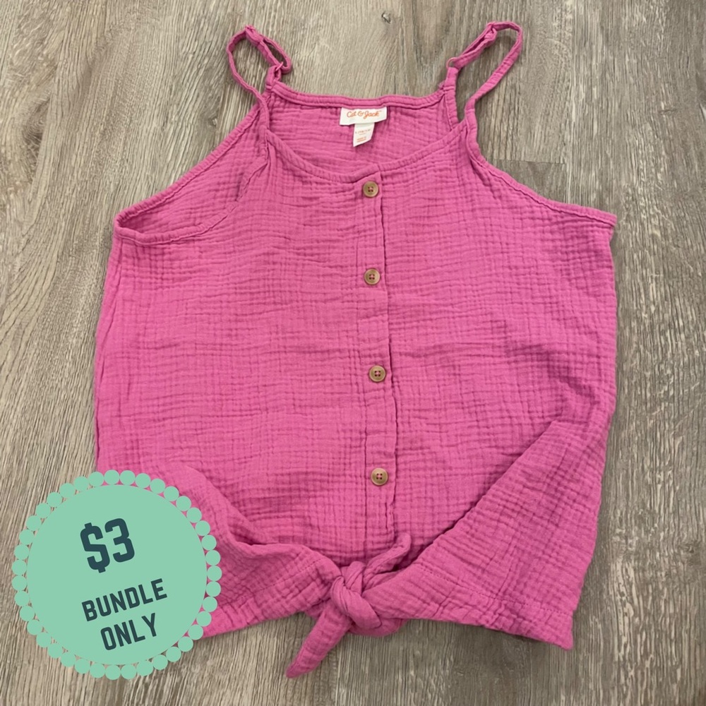 CAT & JACK Pink Tie Front Tank Top - $3 bundle item - Picture 1 of 6